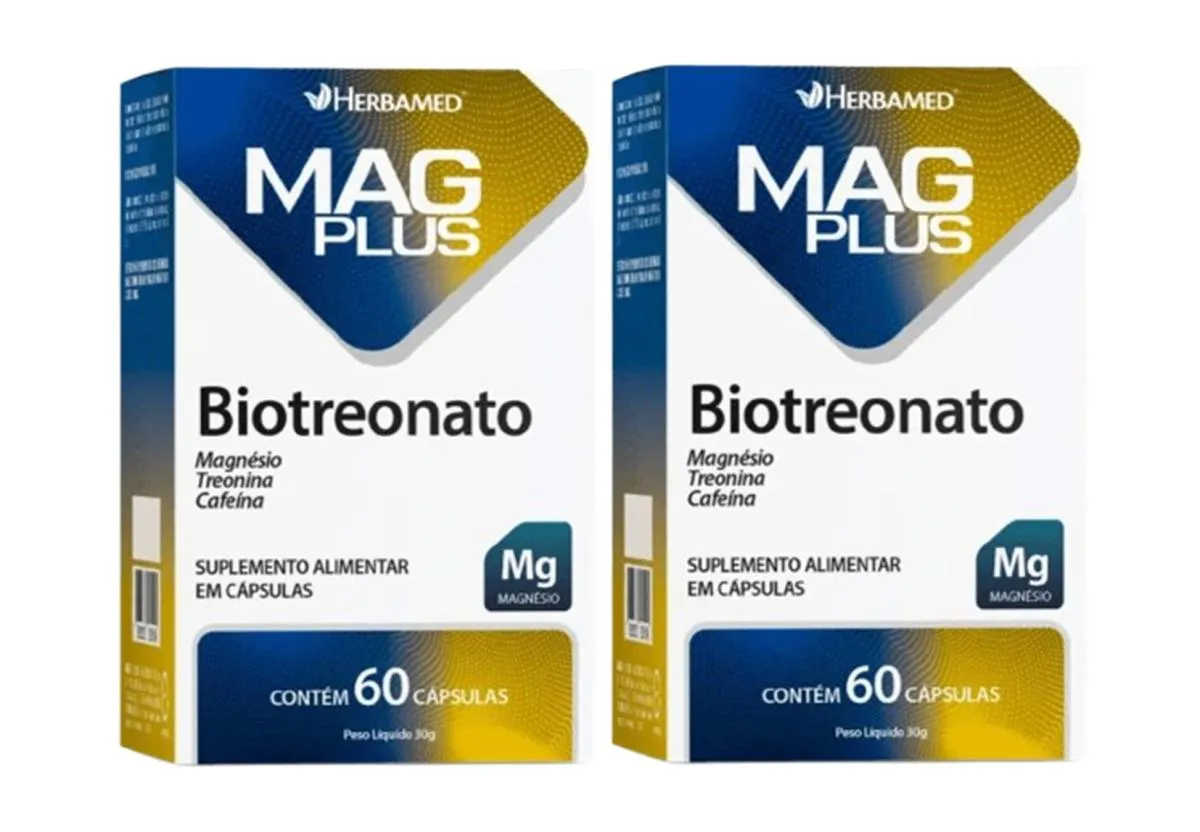 Kit 2 Mag Plus Biotreonato 60 cápsulas - Herbamed