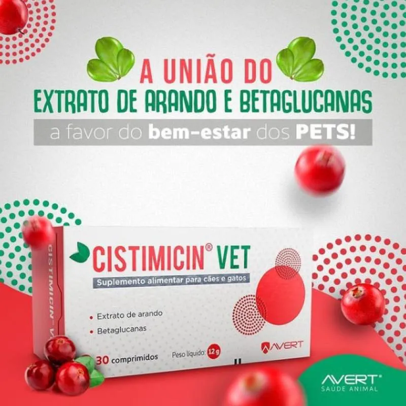 Suplemento Alimentar Cistimicin Vet 30 Comprimidos para Cães e Gatos