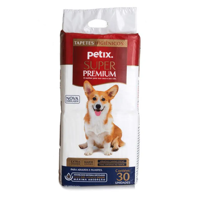 Tapete Higiênico Super Premium Petix 30Un 90X60Cm para Cães