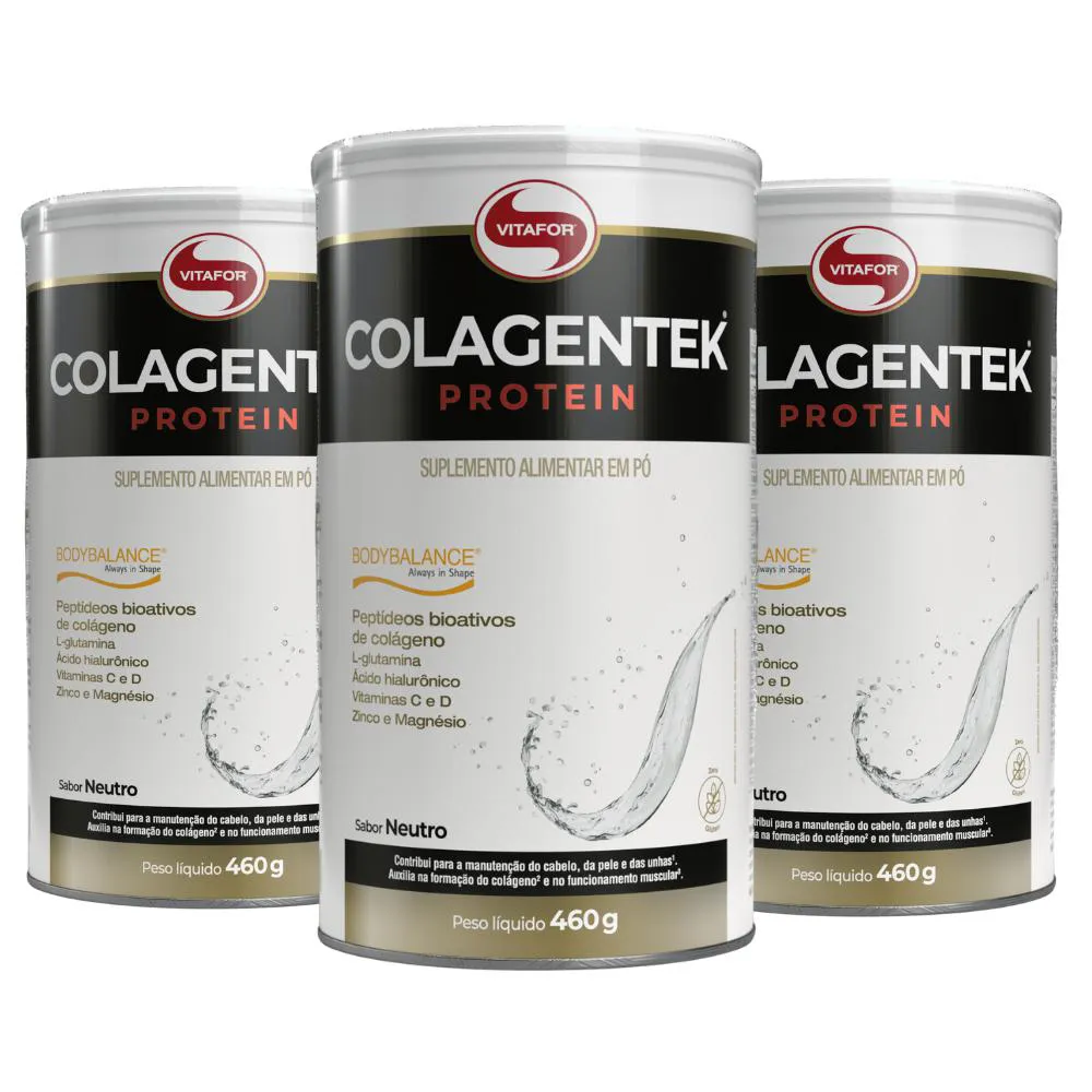 Kit 3x Colagentek Protein Bodybalance sem Sabor 460g Vitafor
