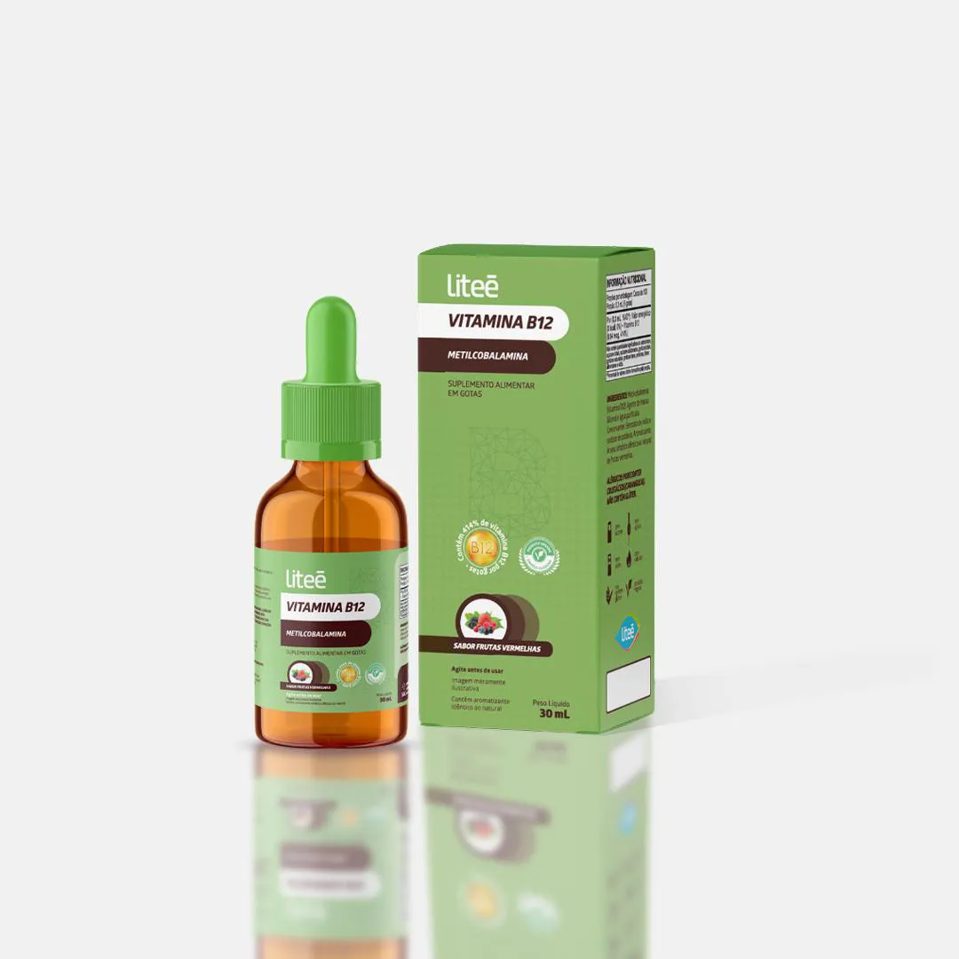 Vitamina B12 Gotas Litee 30Ml Metilcobalamina Frutas Vermelhas