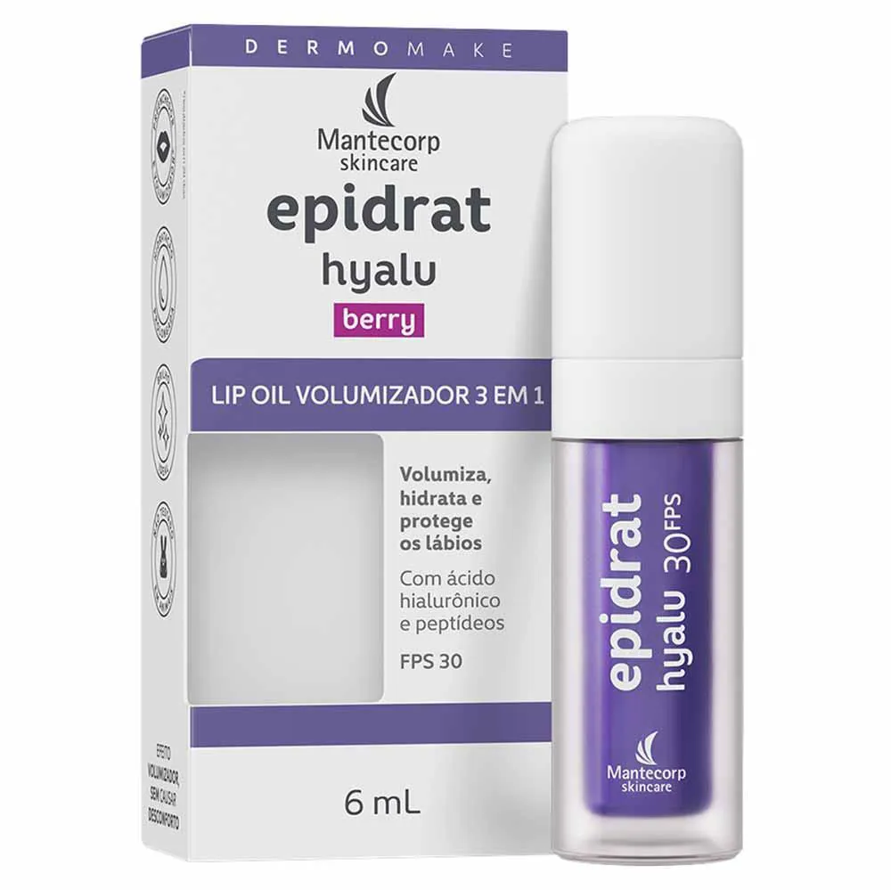 Hidratante Labial Volumizador Mantecorp Skincare Epidrat Hyalu Lip Oil Fps30 6Ml Berry
