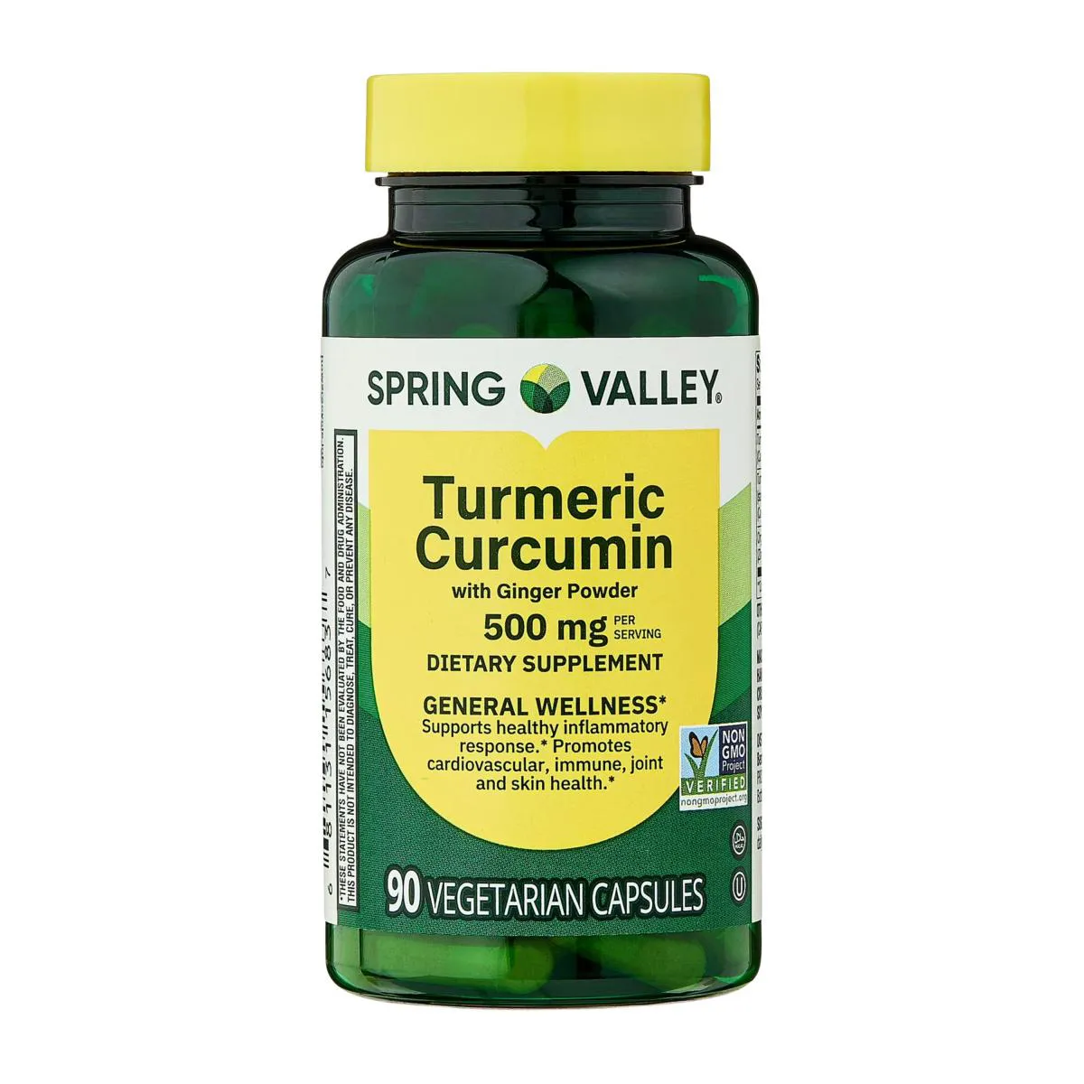 Curcumina Turmeric com Pó de Gengibre 500 Mg 90 Cápsula - Spring Valley