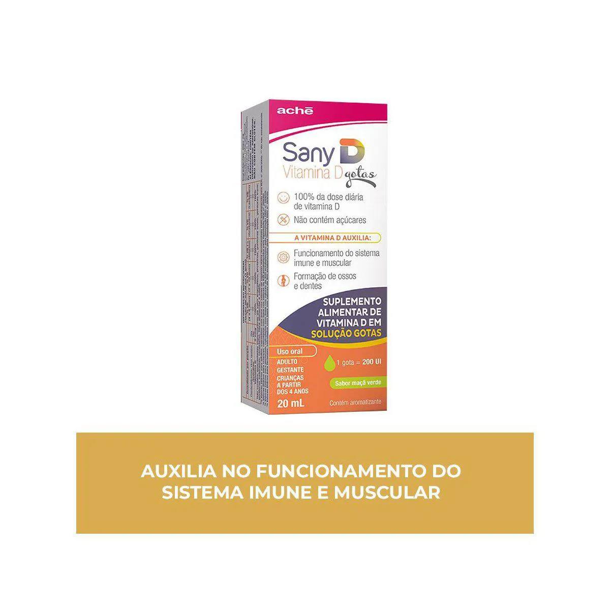 Vitamina D 200UI Sany D Maçã Verde Gotas 20ml
