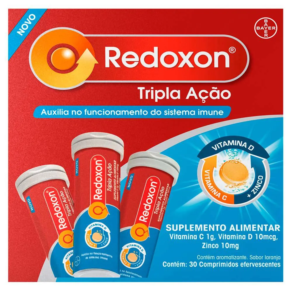 Suplemento Alimentar Redoxon Tripla Ação – Vitamina C, D e Zinco – Laranja 30 Comprimidos