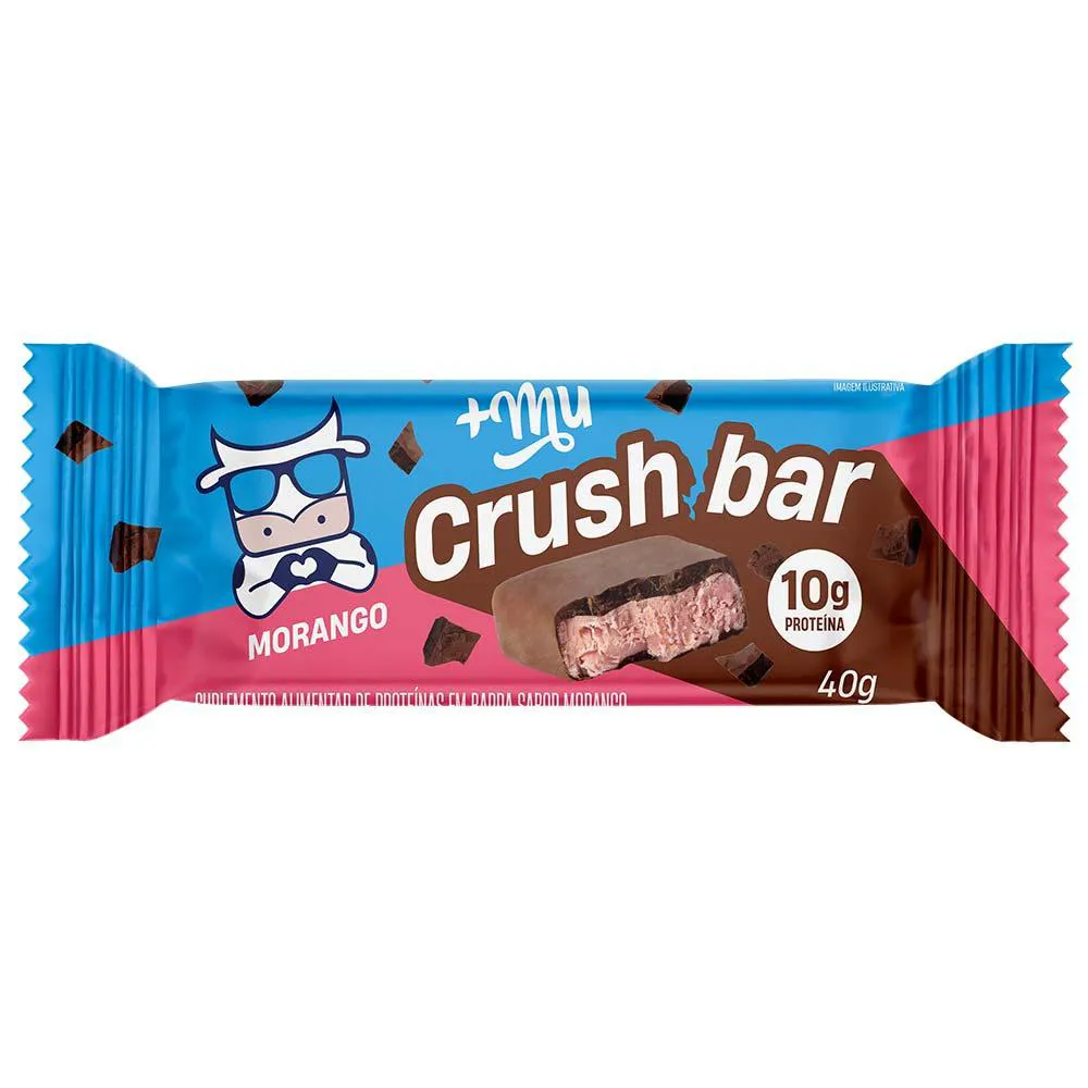 Barrinha de Proteína Crushbar +Mu Morango 40G