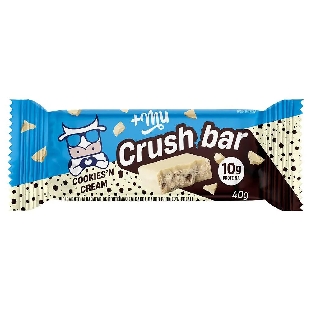 Barrinha de Proteína Crushbar +Mu Cookies'N Cream 40G