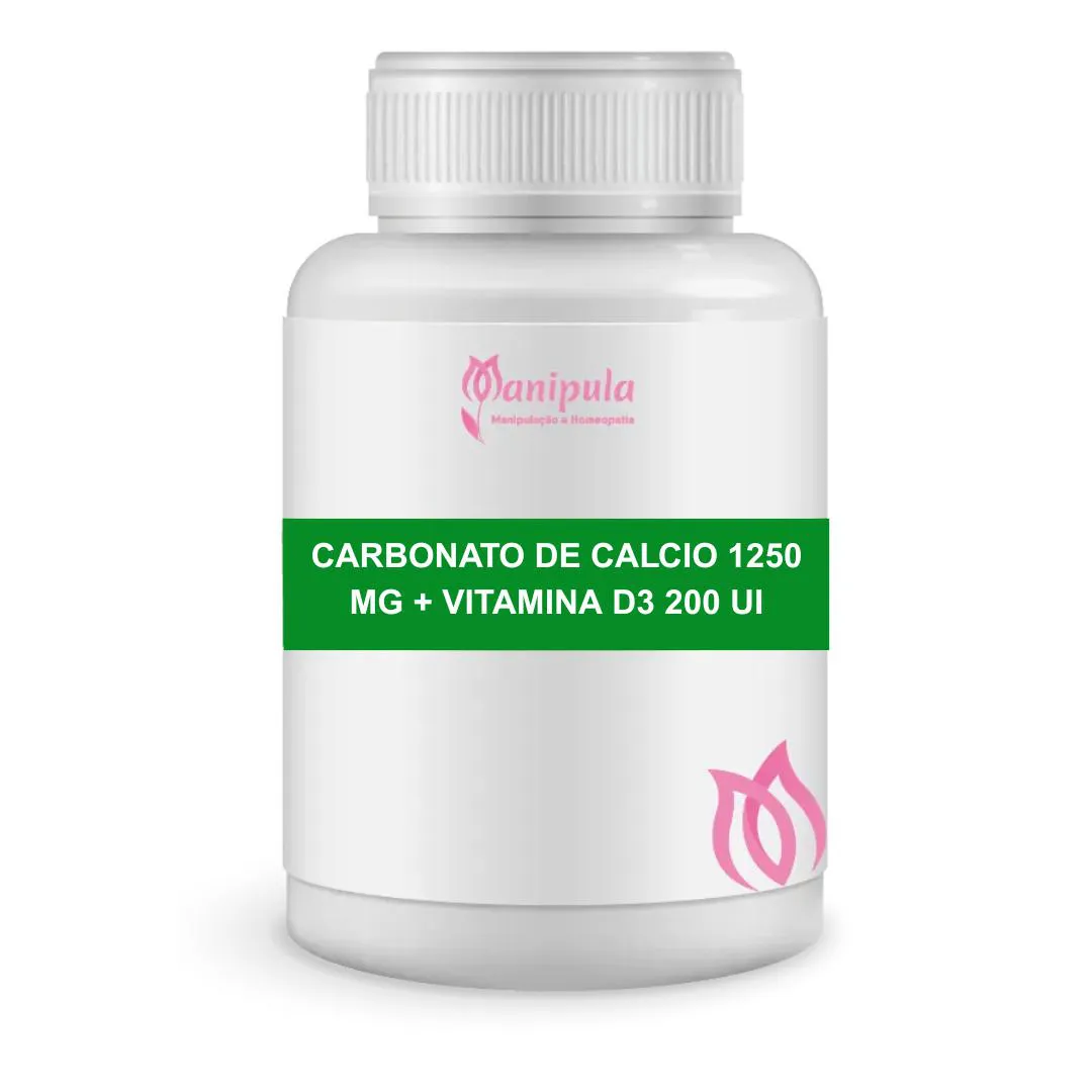 Carbonato de Cálcio 1250 Mg + Vitamina D3 (colecalciferol) 200 Ui | Saúde Óssea e Imunidade - 60 Doses em cápsulas Veget