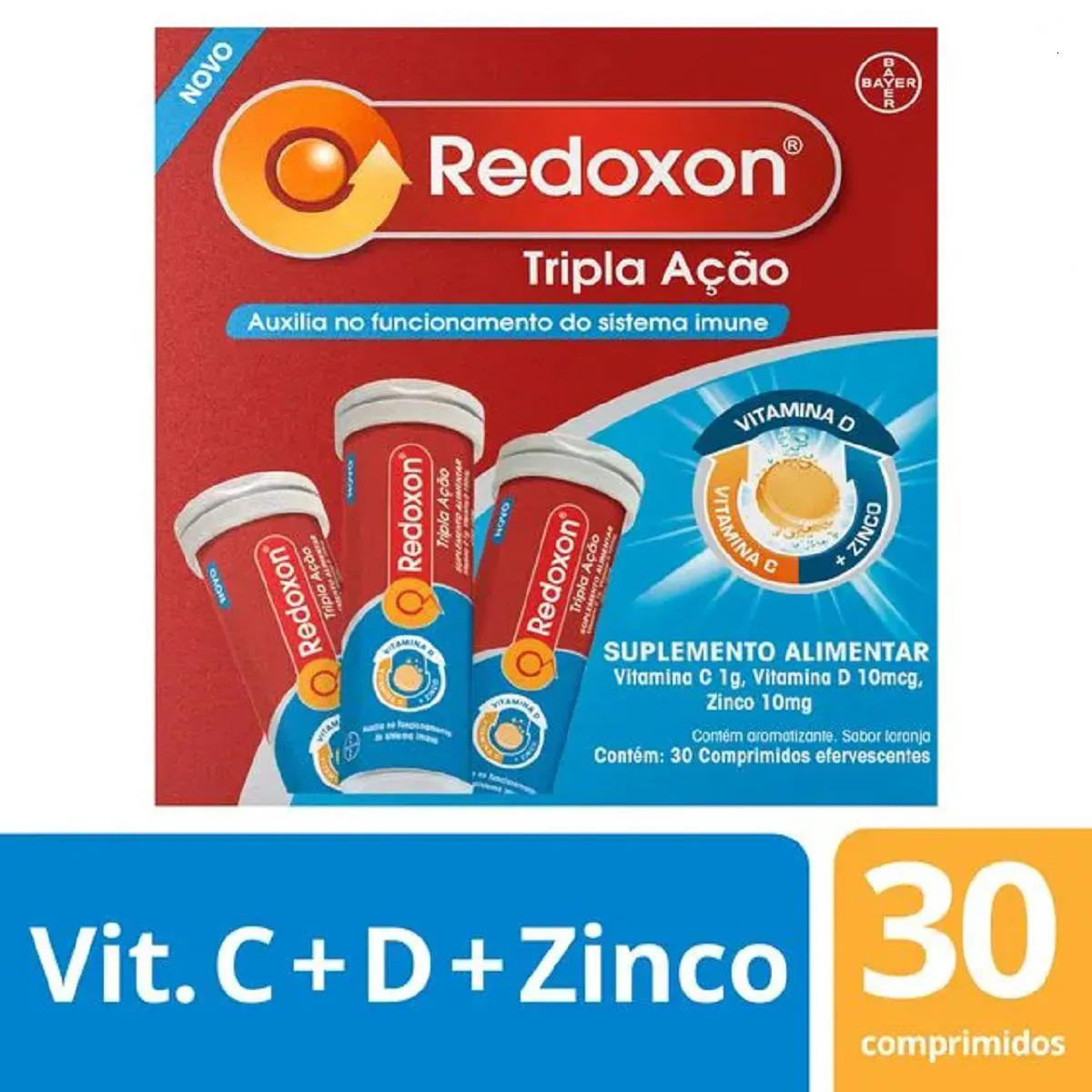 Vitamina C D e Zinco Tripla Ação C/30 Efervescentes Redoxon