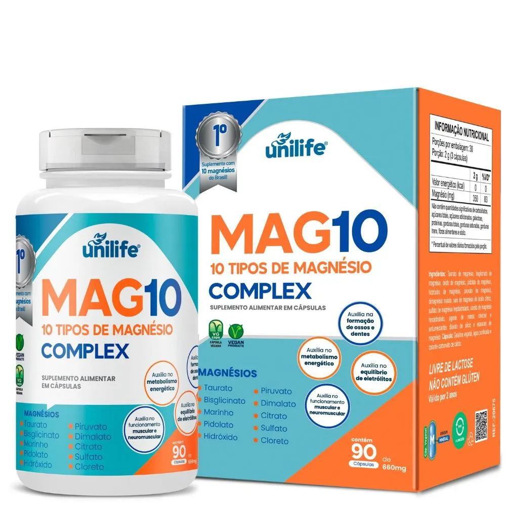 10 Magnésios Mag10 Complex 90 Cápsulas 660Mg Unilife