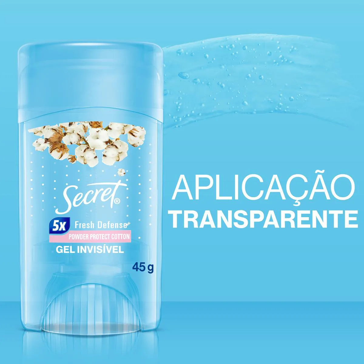 Desodorante Antitranspirante Secret Powder Protect Cotton Gel 48h Feminino 45g