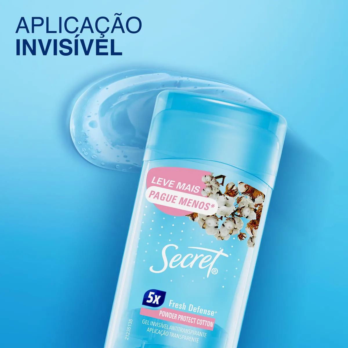 Desodorante Antitranspirante Stick Gel Secret Powder Protect Cotton Feminino 48h 73g