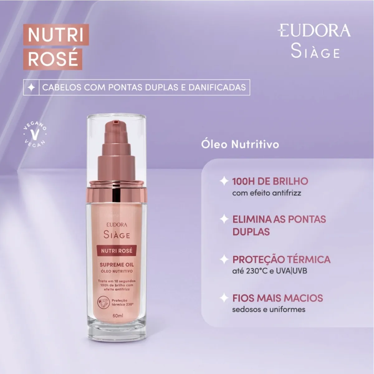 Óleo Capilar Siàge Nutri Rose 60ml