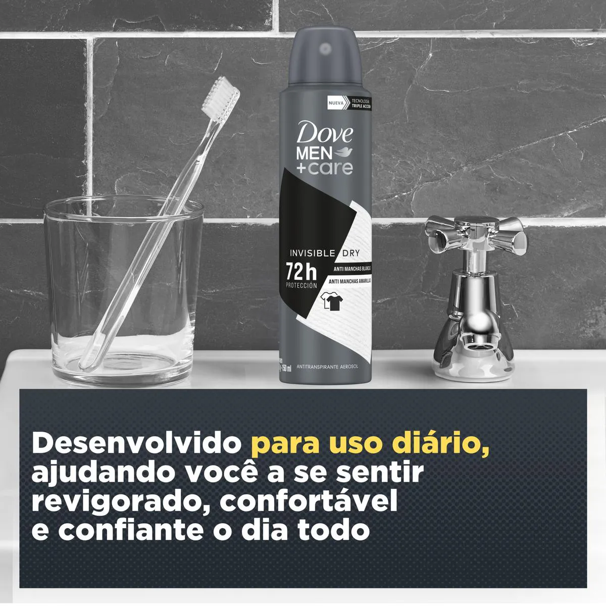Desodorante Antitranspirante Aerosol Dove Men +Care Invisible Dry 72h 150ml