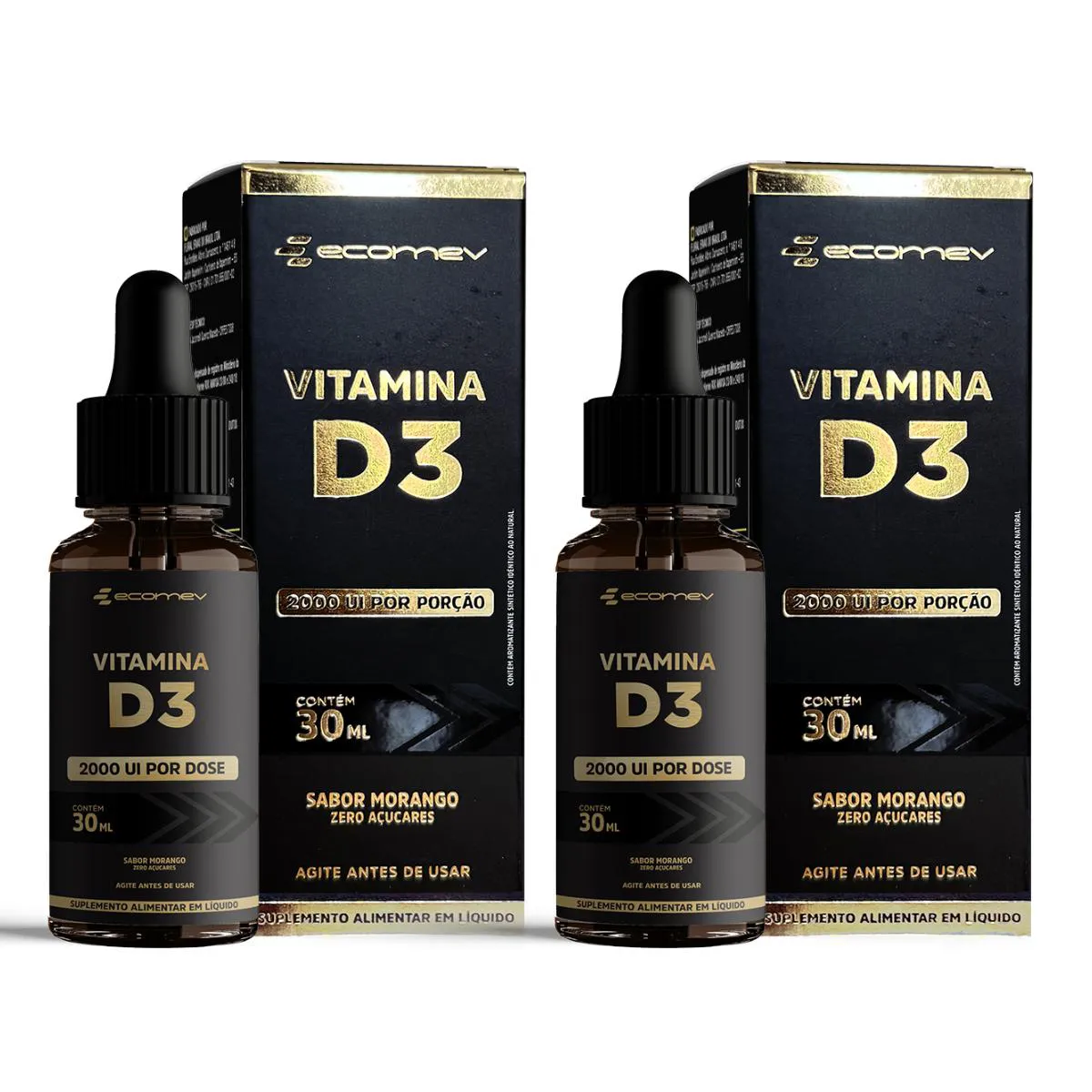 2Un Vitamina D3 2.000Ui em Gotas 30Ml - Sabor Morango
