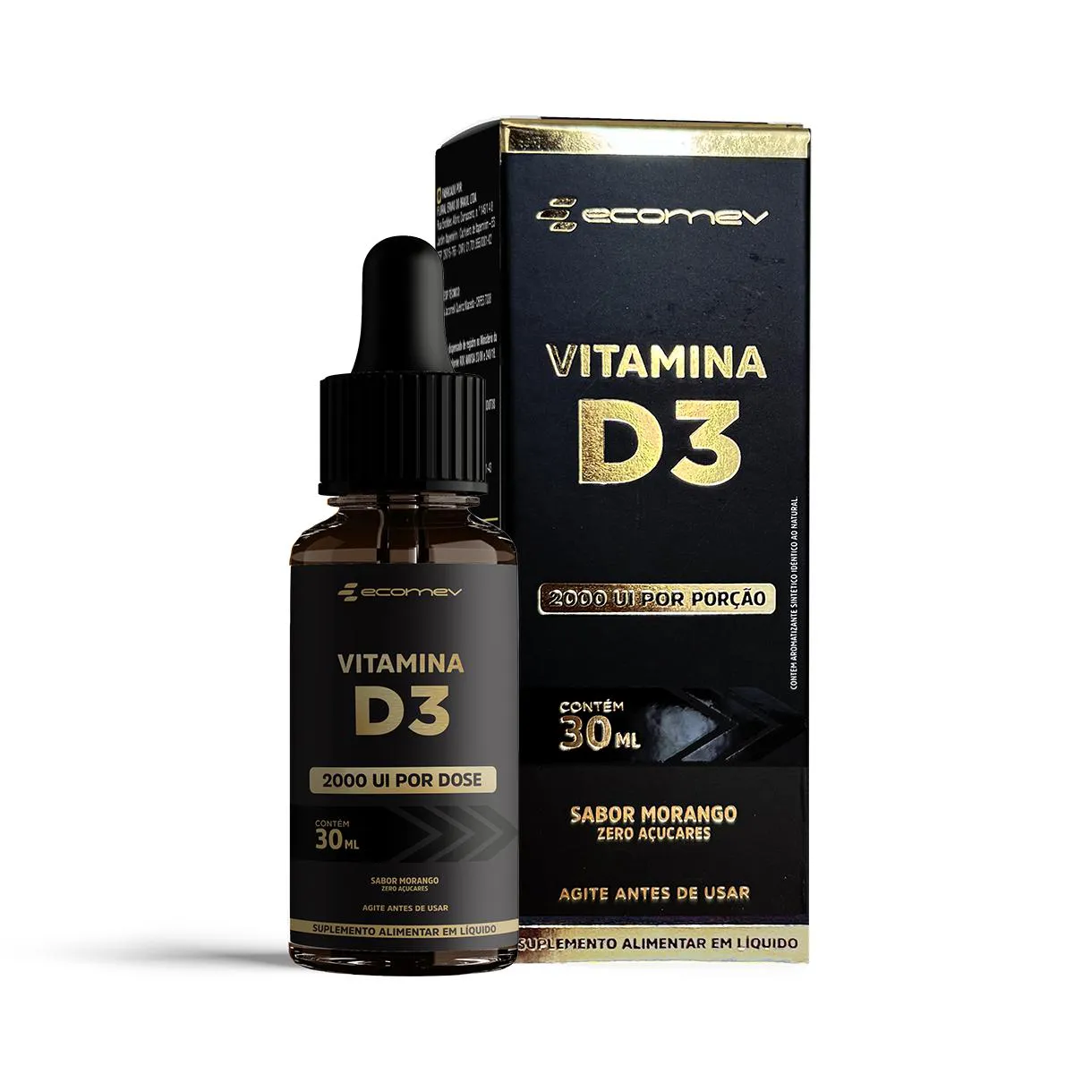 Vitamina D3 2.000Ui em Gotas 30Ml - Sabor Morango