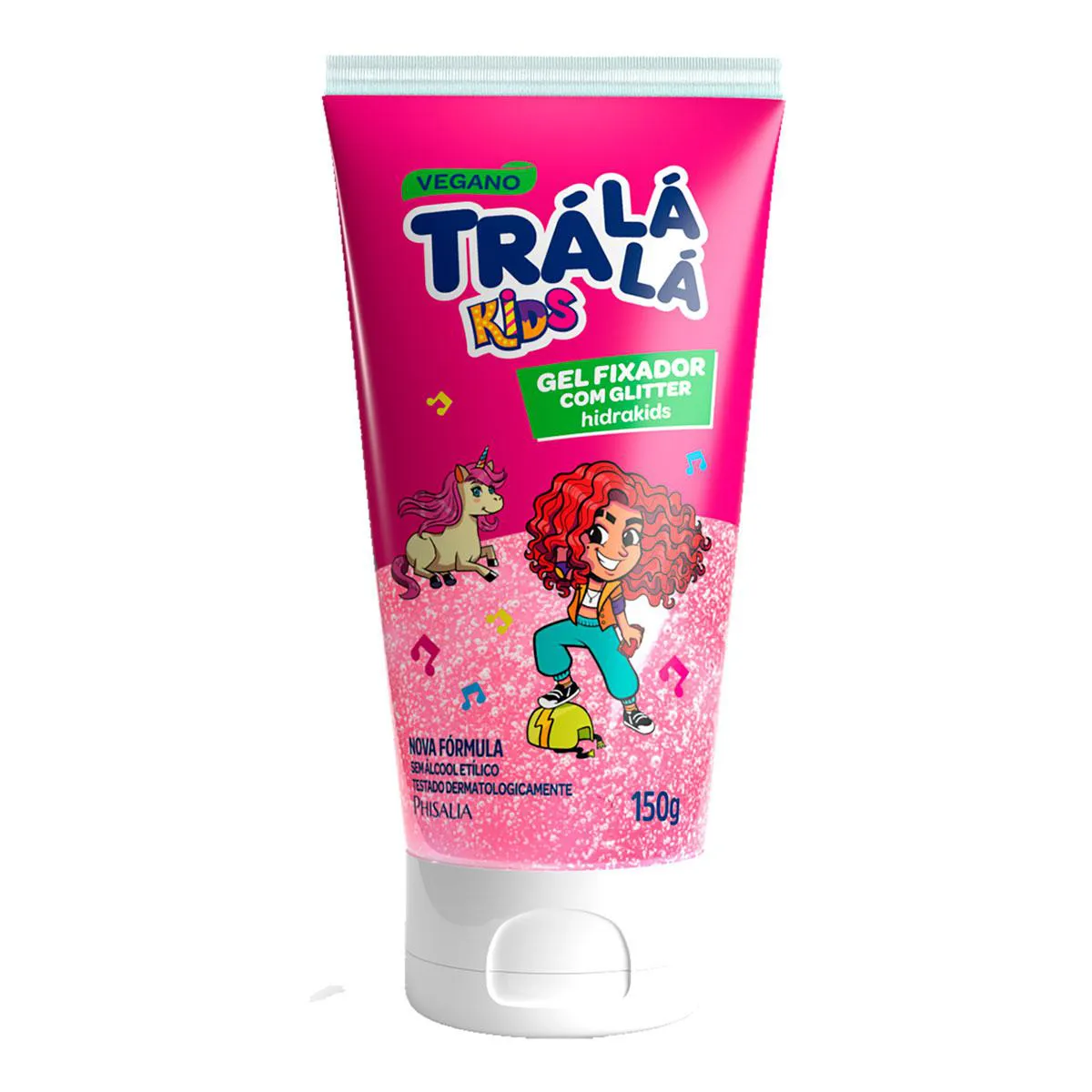 Gel Trá Lá Lá Fixador com Glitter Hidrakids 150g