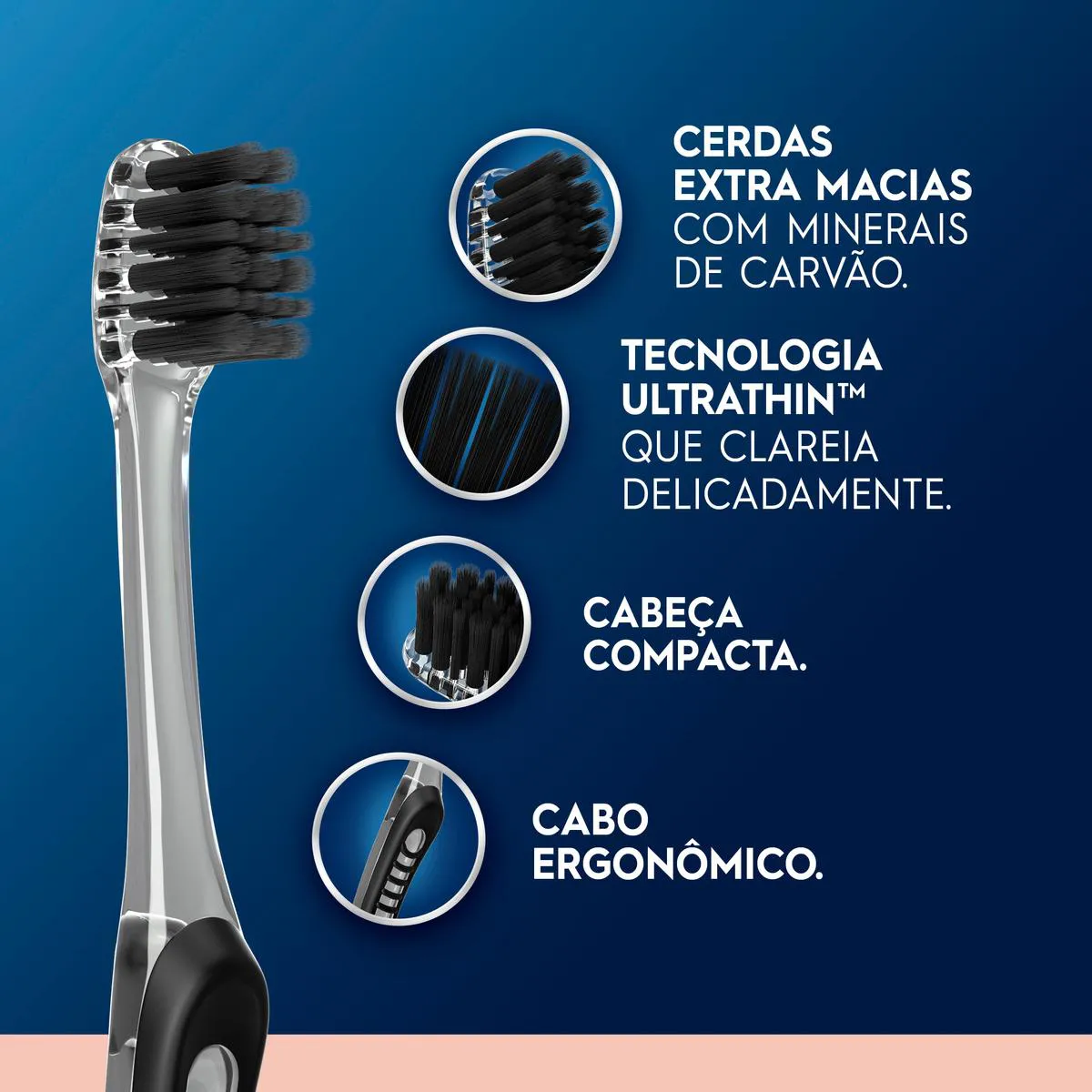 Escova de Dente Oral-B Purification Sensitive Cerdas Ultrafinas Minerais de Carvão 2 unidades