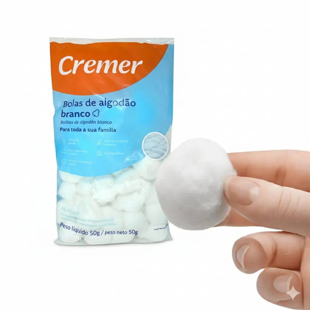 Algodão Bola Branco Cremer 50G Puro Pacote Unhas - Curativo