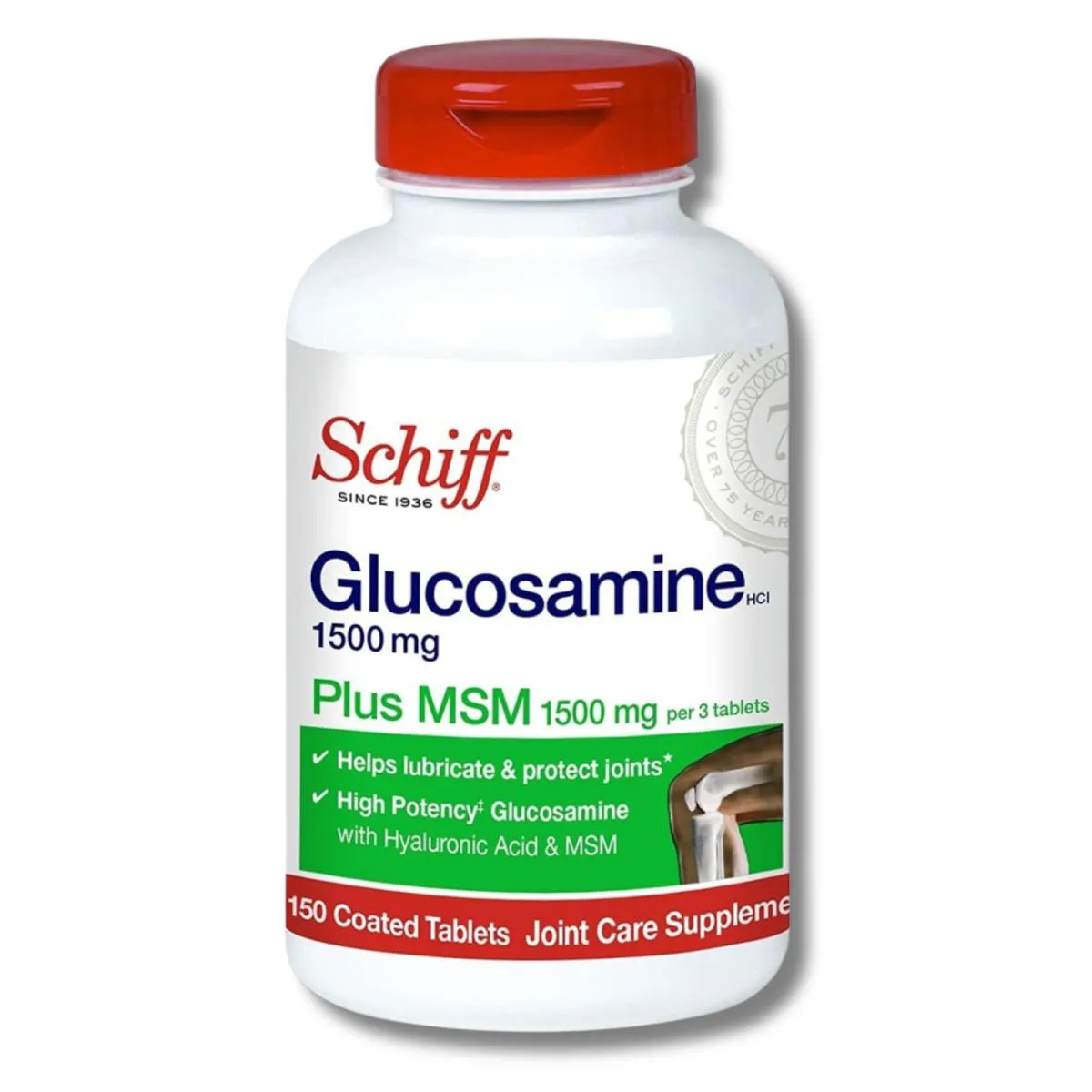 Suplemento Glucosamina 1500Mg com Msm e Ácido Hialurônico, 150 Tablets - Schiff