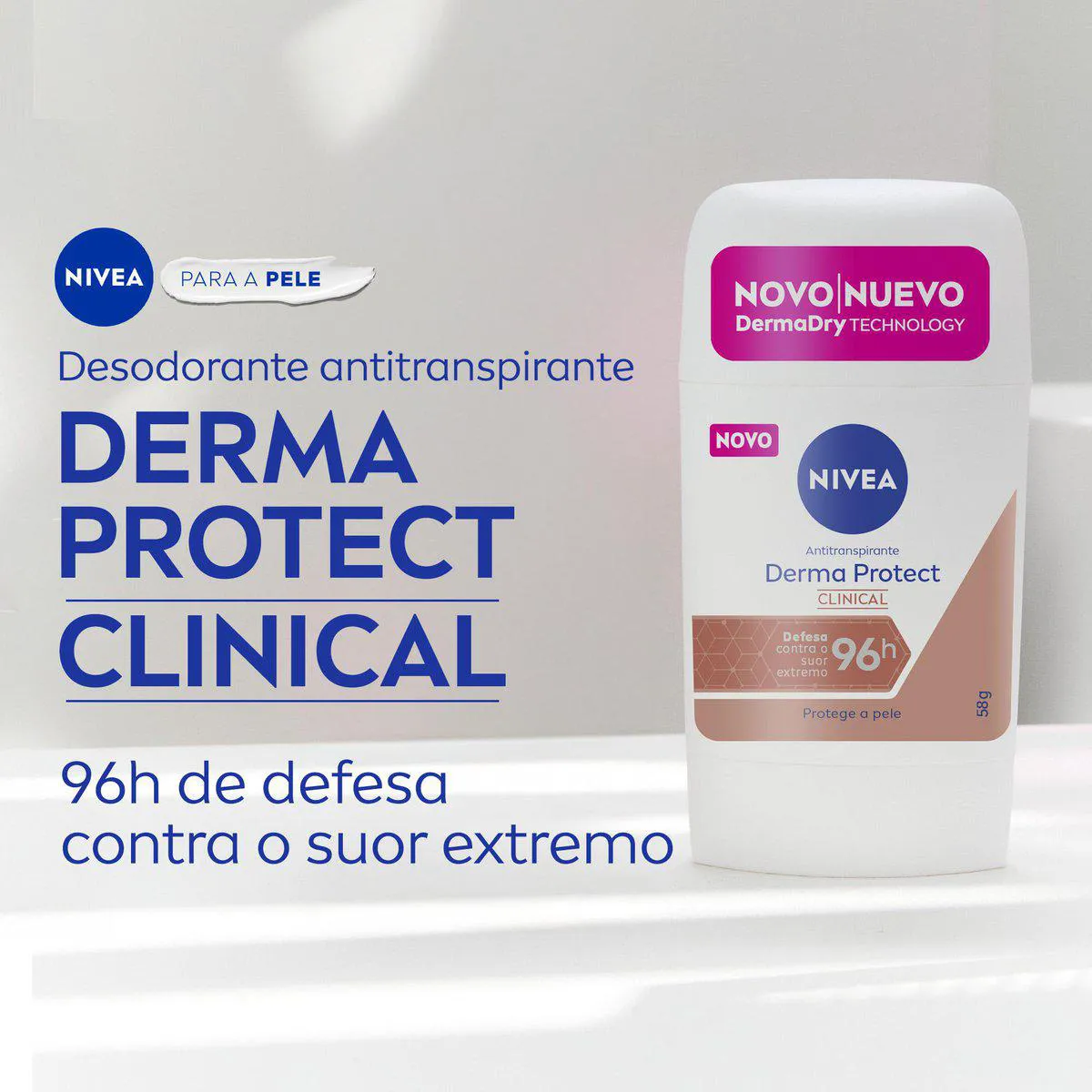 Desodorante Antitranspirante Stick Barra Nivea Derma Protect Clinical Feminino 96h 54g