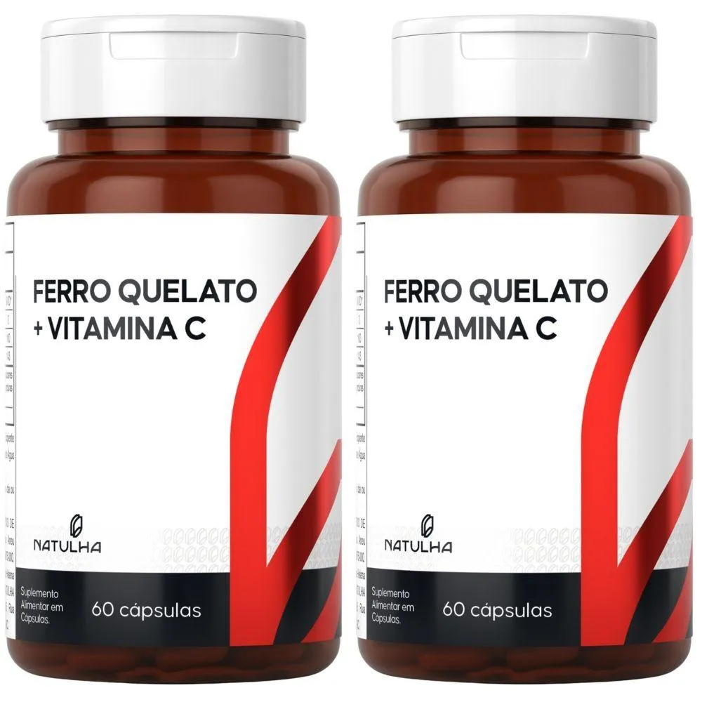 Kit 2X Ferro Quelato + Vitamina C 60 Capsulas - Natulha