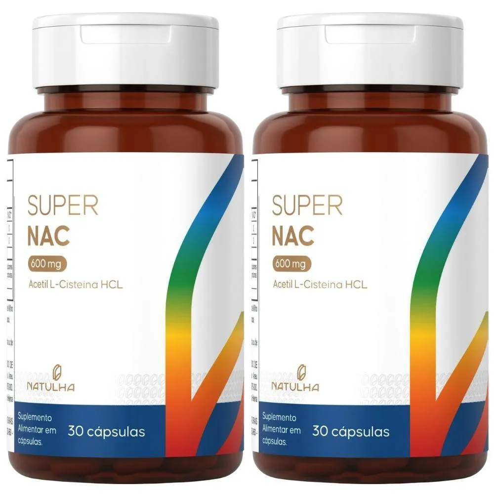 Kit 2X Super Nac (Acetilcisteina Hcl) 600Mg  30 Capsulas - Natulha