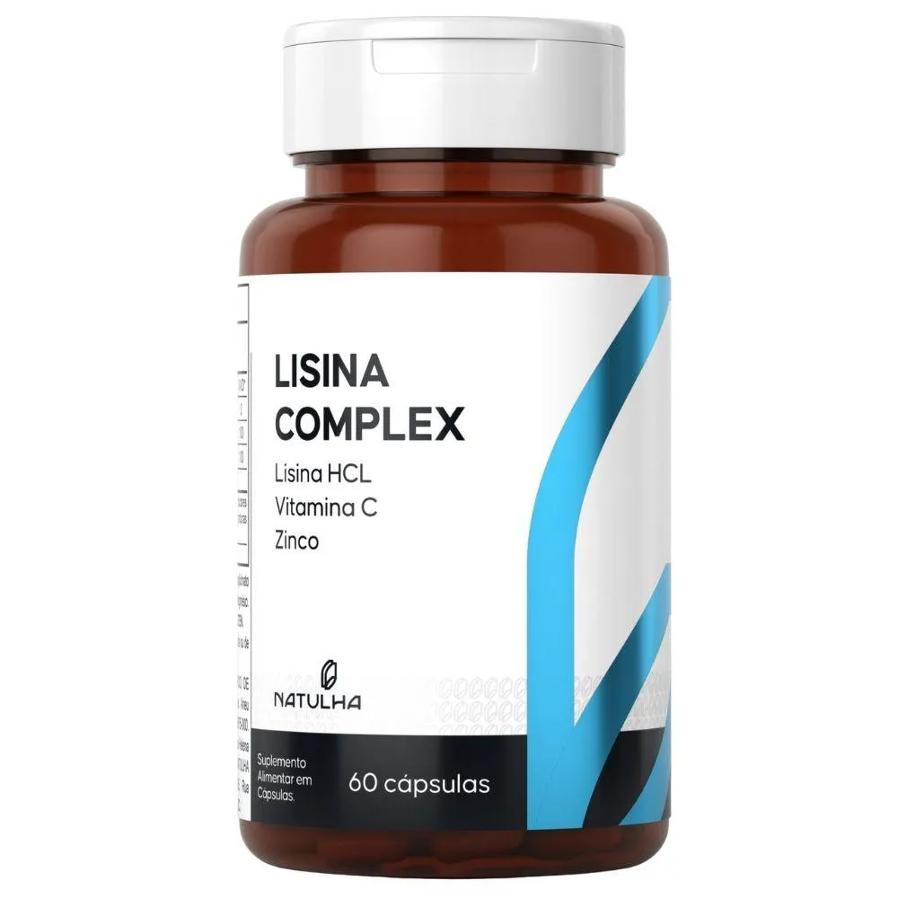 Lisina Complex (Lisina Hcl, Vitamina C e Zinco) 60 Cápsulas - Natulha