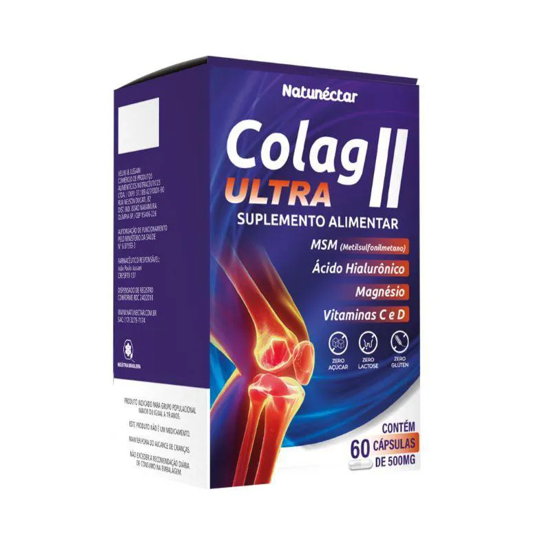 Colageno Tipo 2 Ultra Premium Fórmula Exclusiva Artrite Artrose Tendões Joelho Coluna 60 Cápsulas
