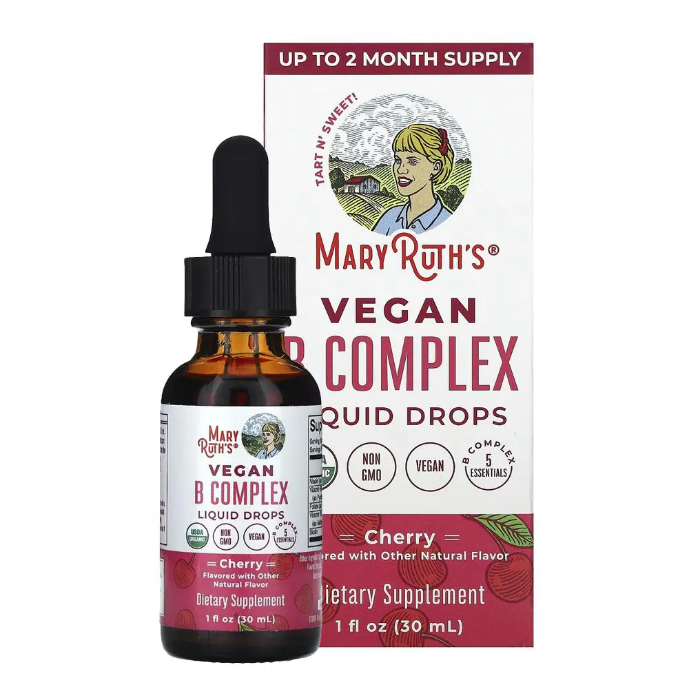 Maryruths Complexo de Vitamina B em Gotas Orgânico, Sabor Cereja, 1 Oz (30 Ml)