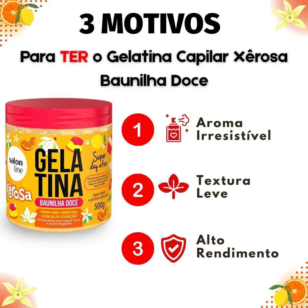 Gelatina Capilar Salon Line Xêrosa Baunilha Doce 500g