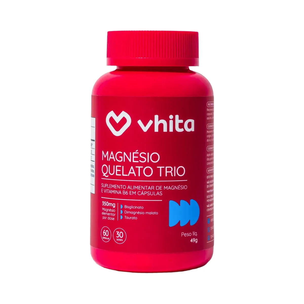Magnésio Vhita Quelato Trio 350mg 60 Cápsulas