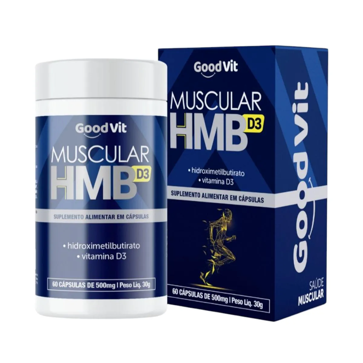 Suplemento Muscular Hmb D3 Good Vit 60 Cápsulas de 500Mg Hidroximetilbutirato e Vitamina D3