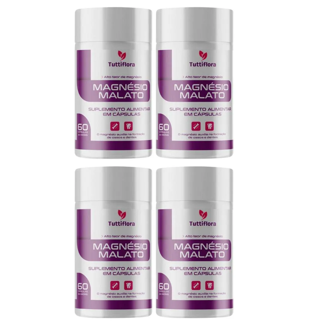 Kit 4x Magnésio Malato 60 Cápsulas Tuttiflora