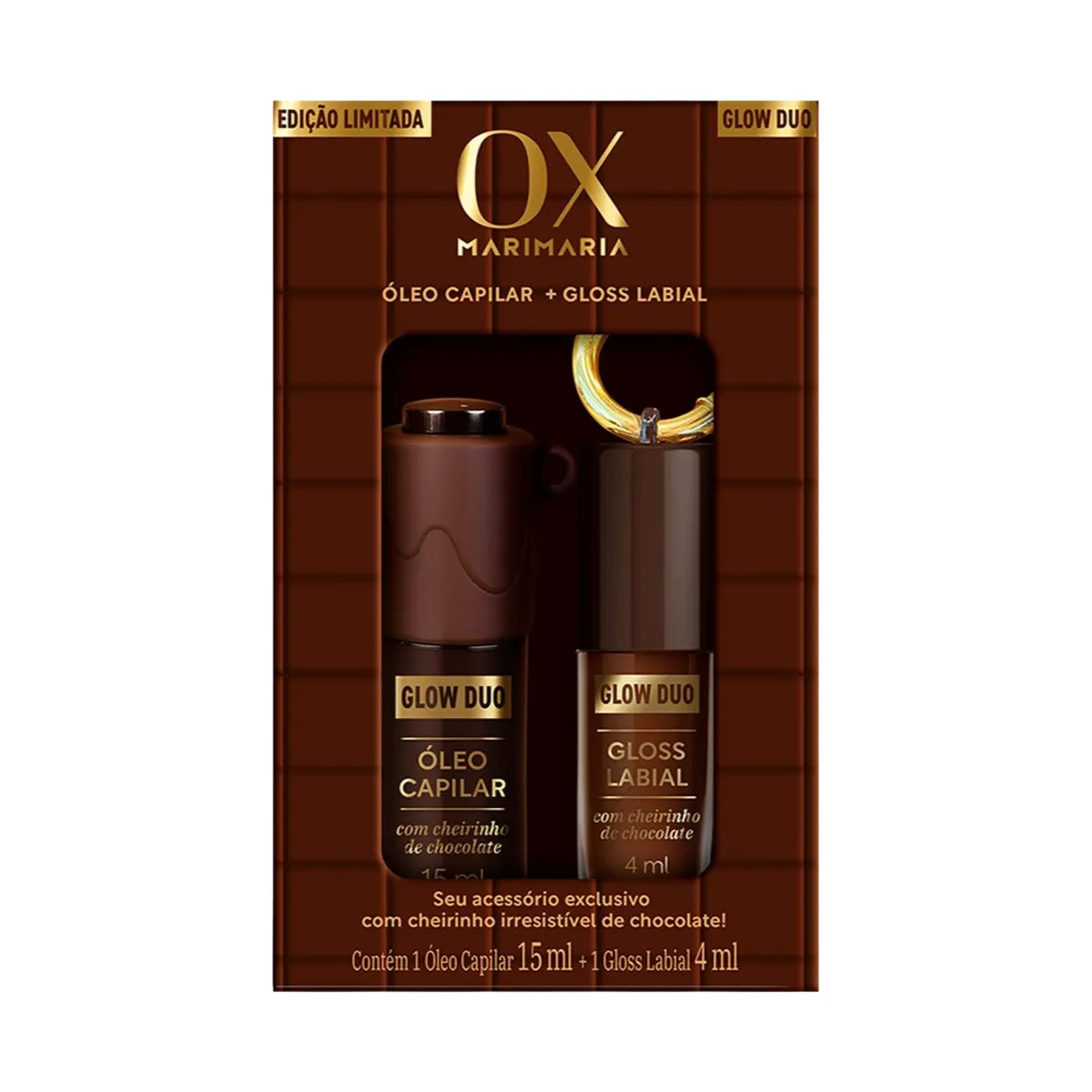 Kit OX Chocolate Óleo Capilar 15ml + Gloss Labial 4ml