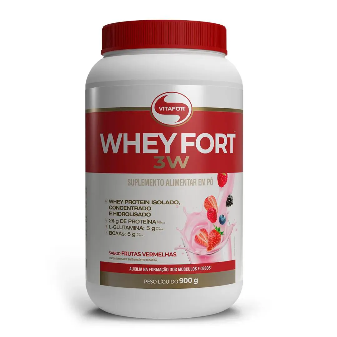 Whey Fort 3W Frutas Vermelhas Vitafor 900G