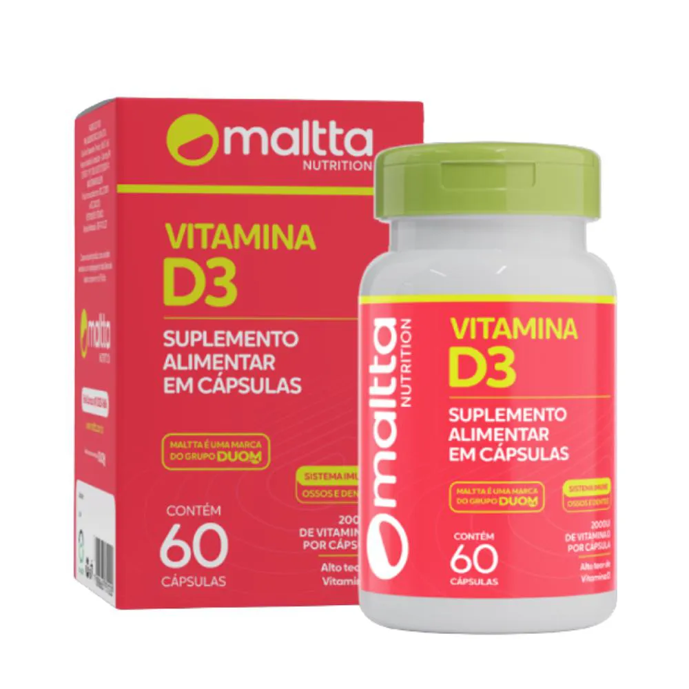 Vitamina D3 2000Ui Duom/Maltta 60 cápsulas - Suporte Ósseo e Imunidade
