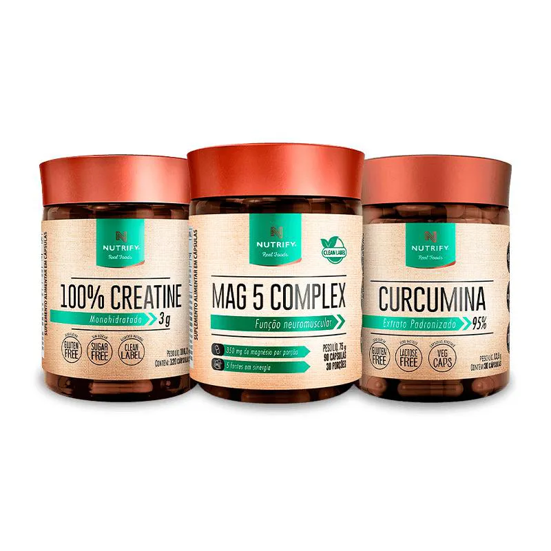 Promopack  Mag 5 + 100% Creatine Cápsulas + Curcumina Promopack Saúde Cerebral
