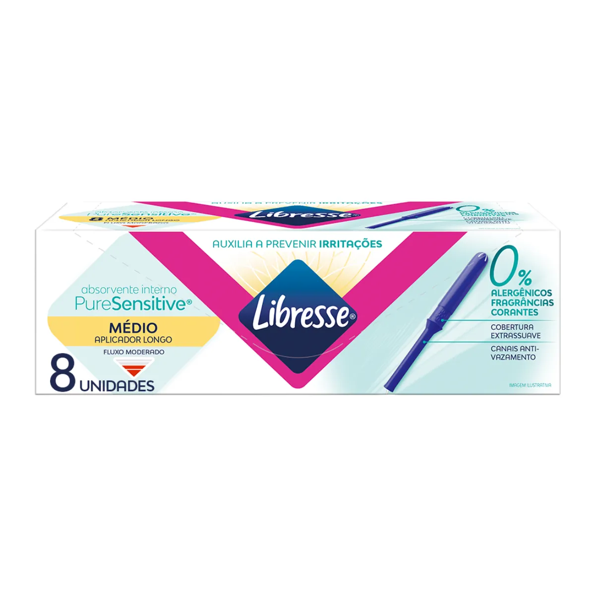 Absorvente Interno Libresse Pure Sensitive Médio com Aplicador Longo 8 Unidades