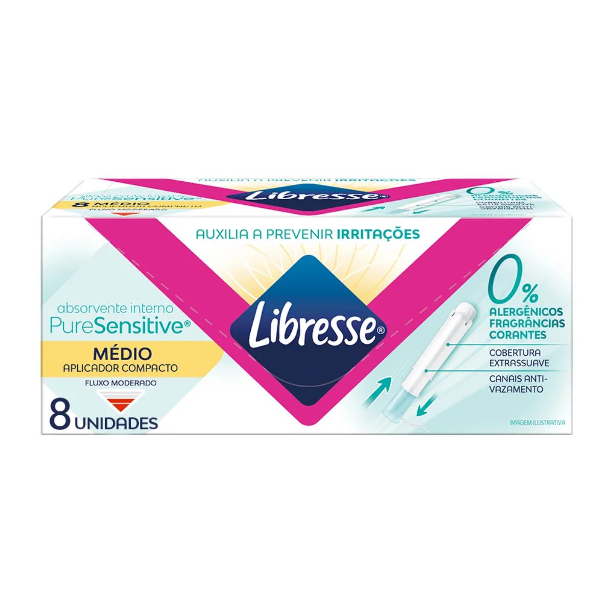 Absorvente Interno Libresse Pure Sensitive com Aplicador Compacto Médio 8 Unidades