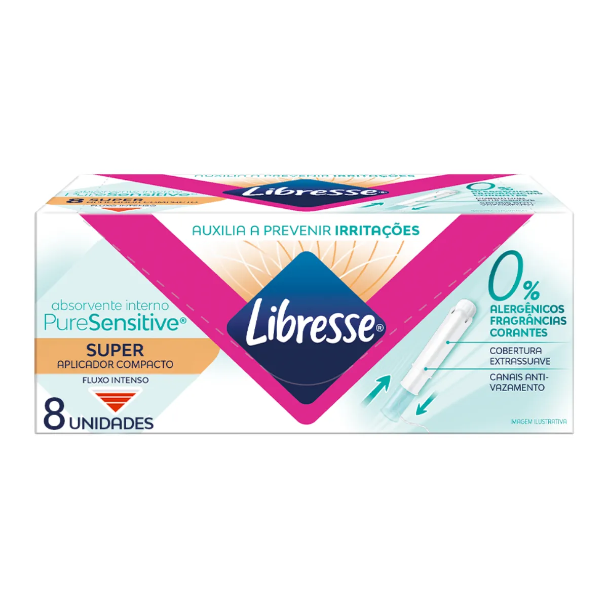 Absorvente Interno Libresse Pure Sensitive Super com Aplicador Compacto 8 Unidades