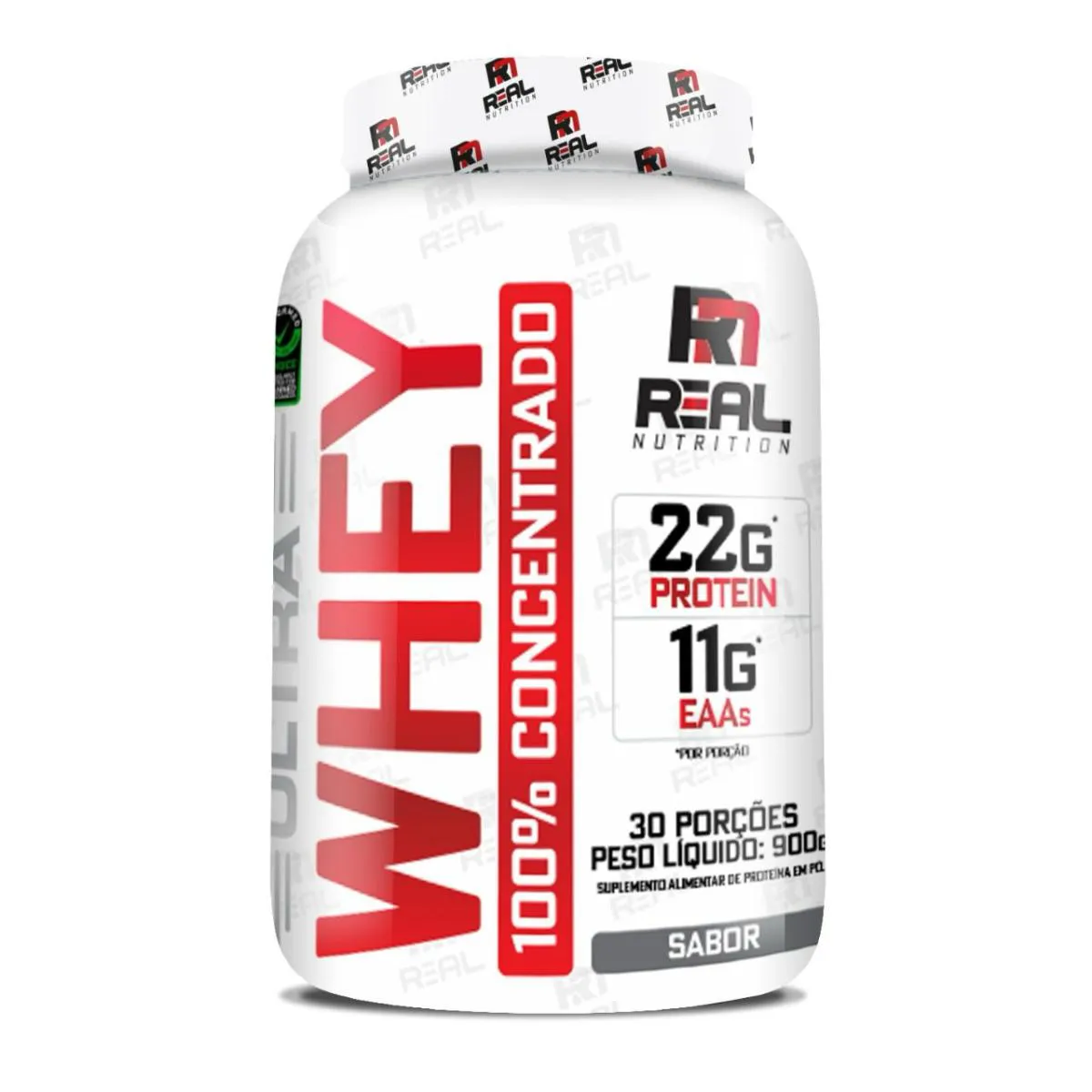 Ultra Whey 100% Concentrado Real Nutrition - 900G Morango