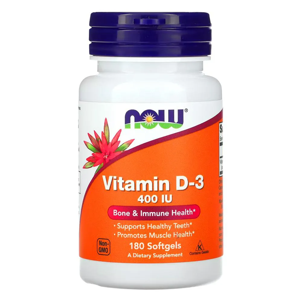 Vitamina D-3 Now Foods 400 Iu 180 Caps Softgels - no Brasil
