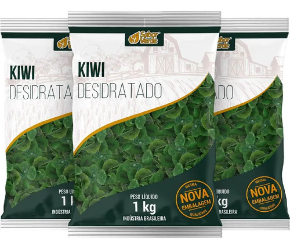Kiwi Fatiado e Desidratado Premium 3 X 1Kg Sabor Verde
