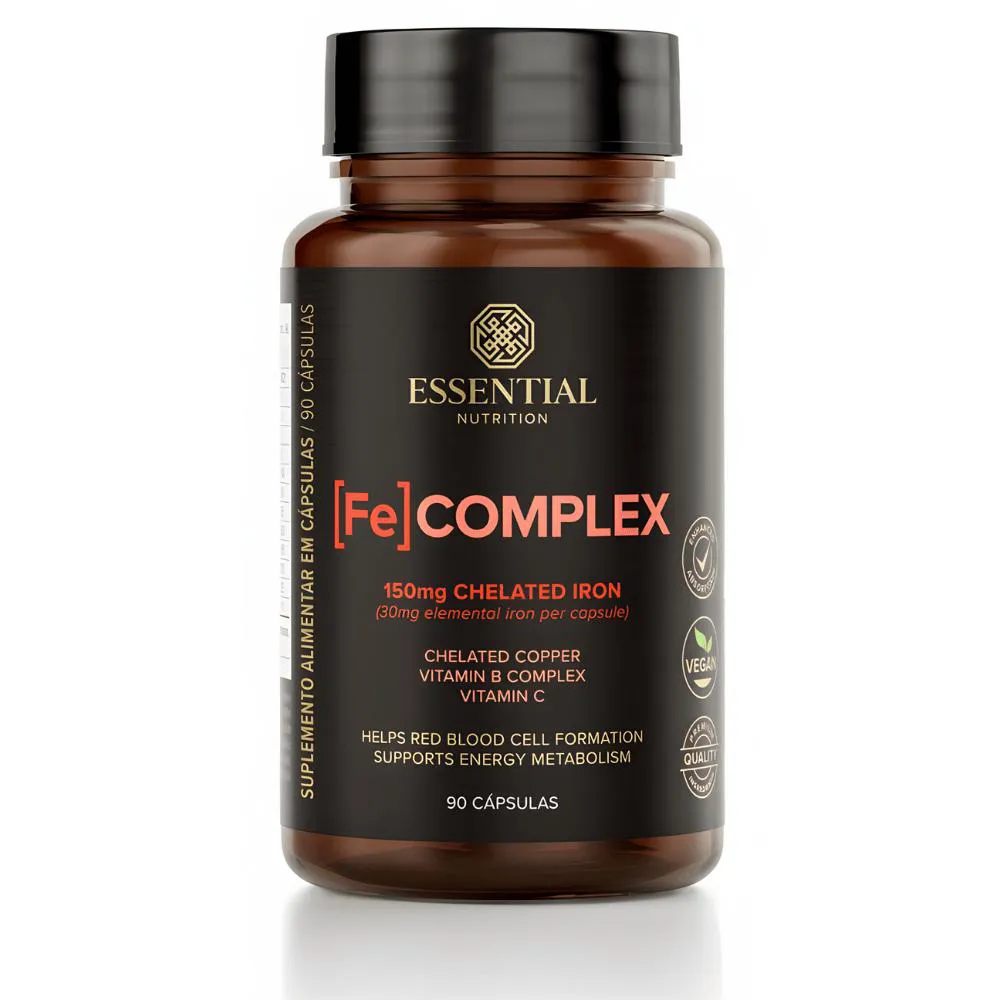 Fe Complex Ferro Quelado + Vitamina C 90 Caps - Essential Nutrition