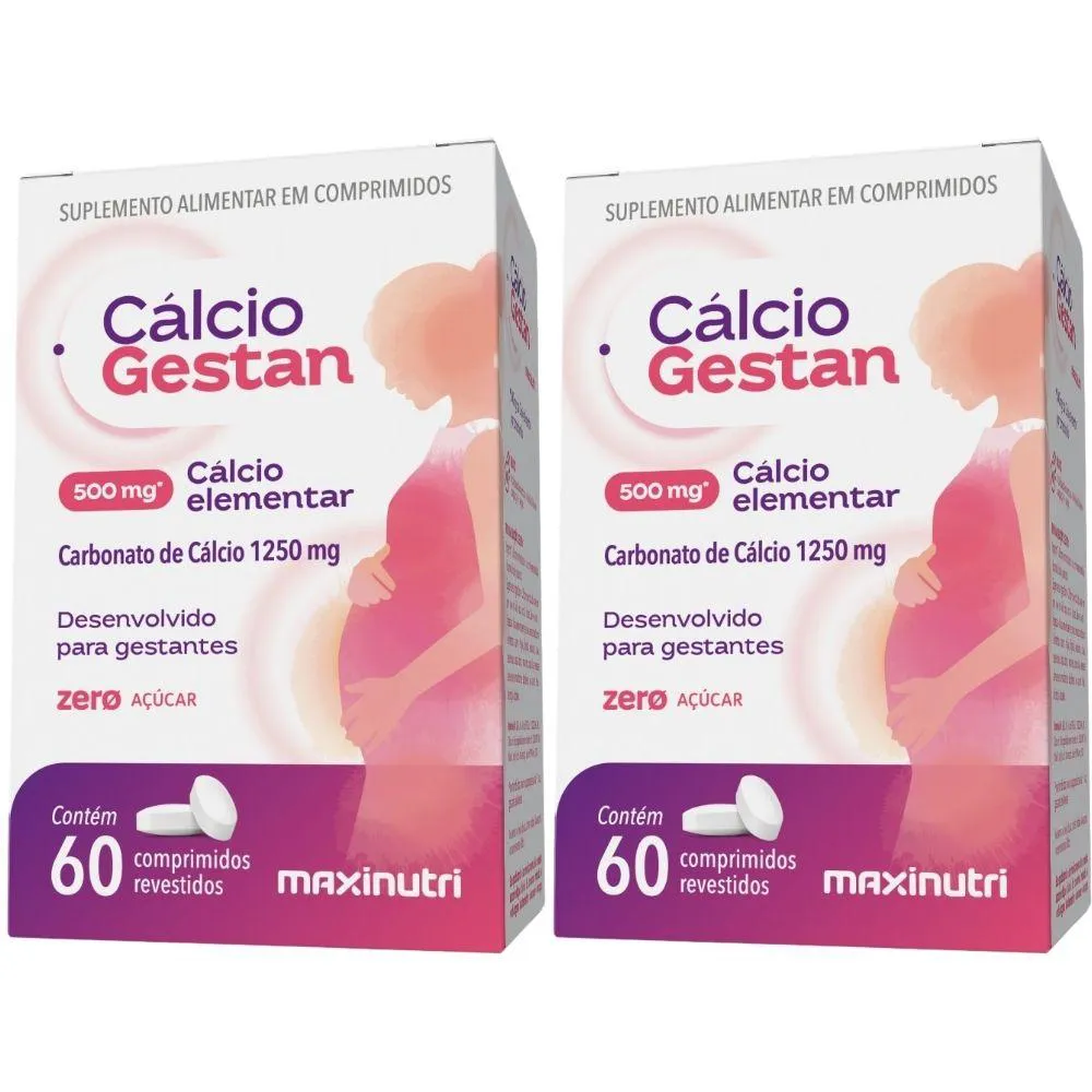 Kit 2X Cálcio Gestan (Carbonato de Cálcio) 60 Comprimidos - Maxinutri