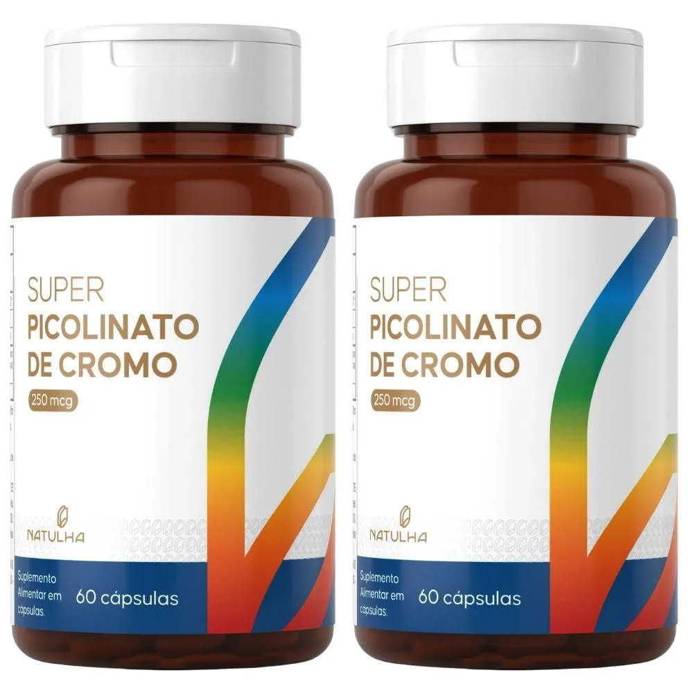 Kit 2X Super Picolinato de Cromo 250Mcg 60 Cápsulas - Natulha