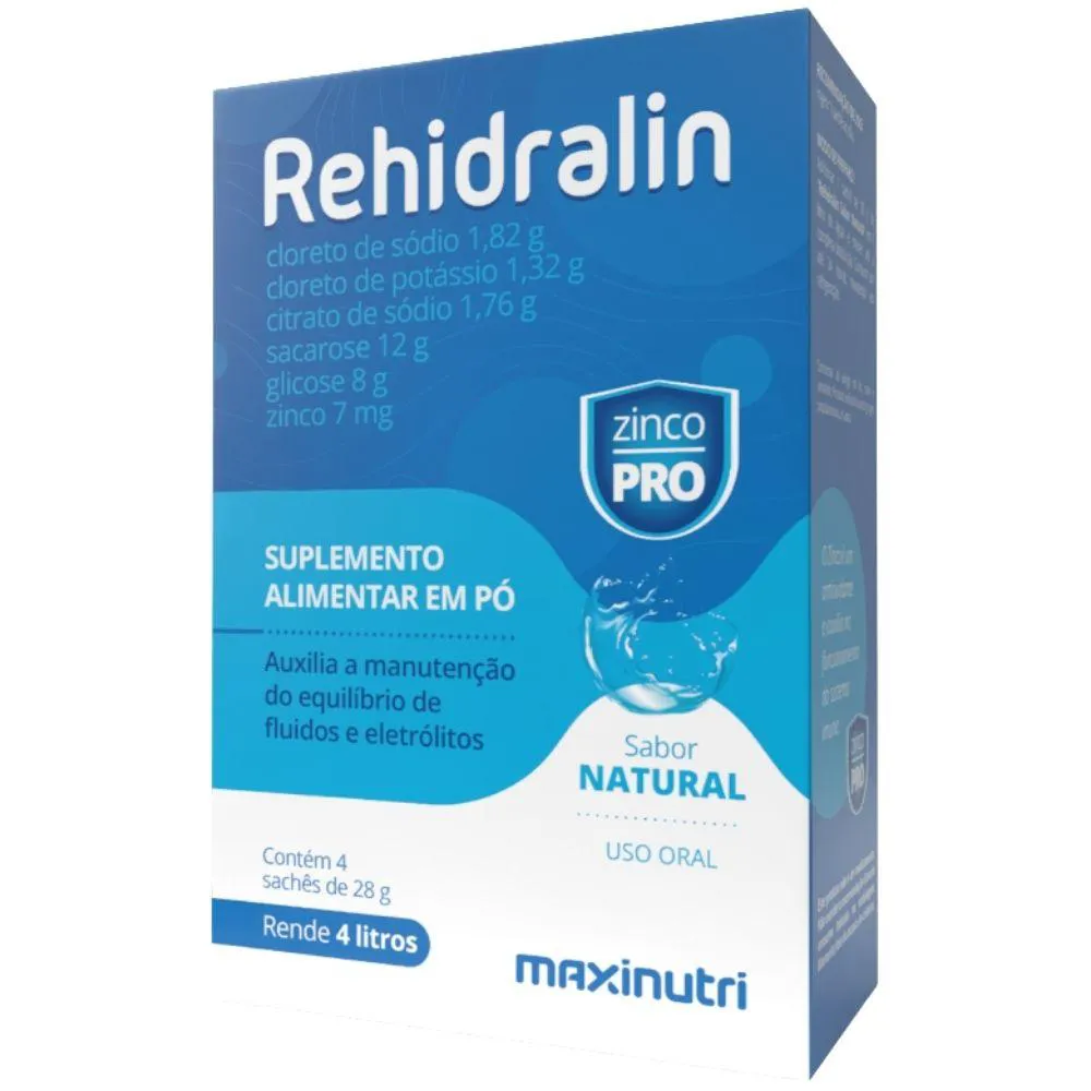 Rehidralin (Repositor de Eletrólitos) 4 Sachês - Maxinutri Natural