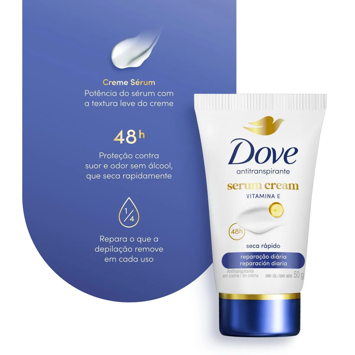 Desodorante Antitranspirante Creme Dove Creme Sérum Reparação Diária Feminino 48h 50g
