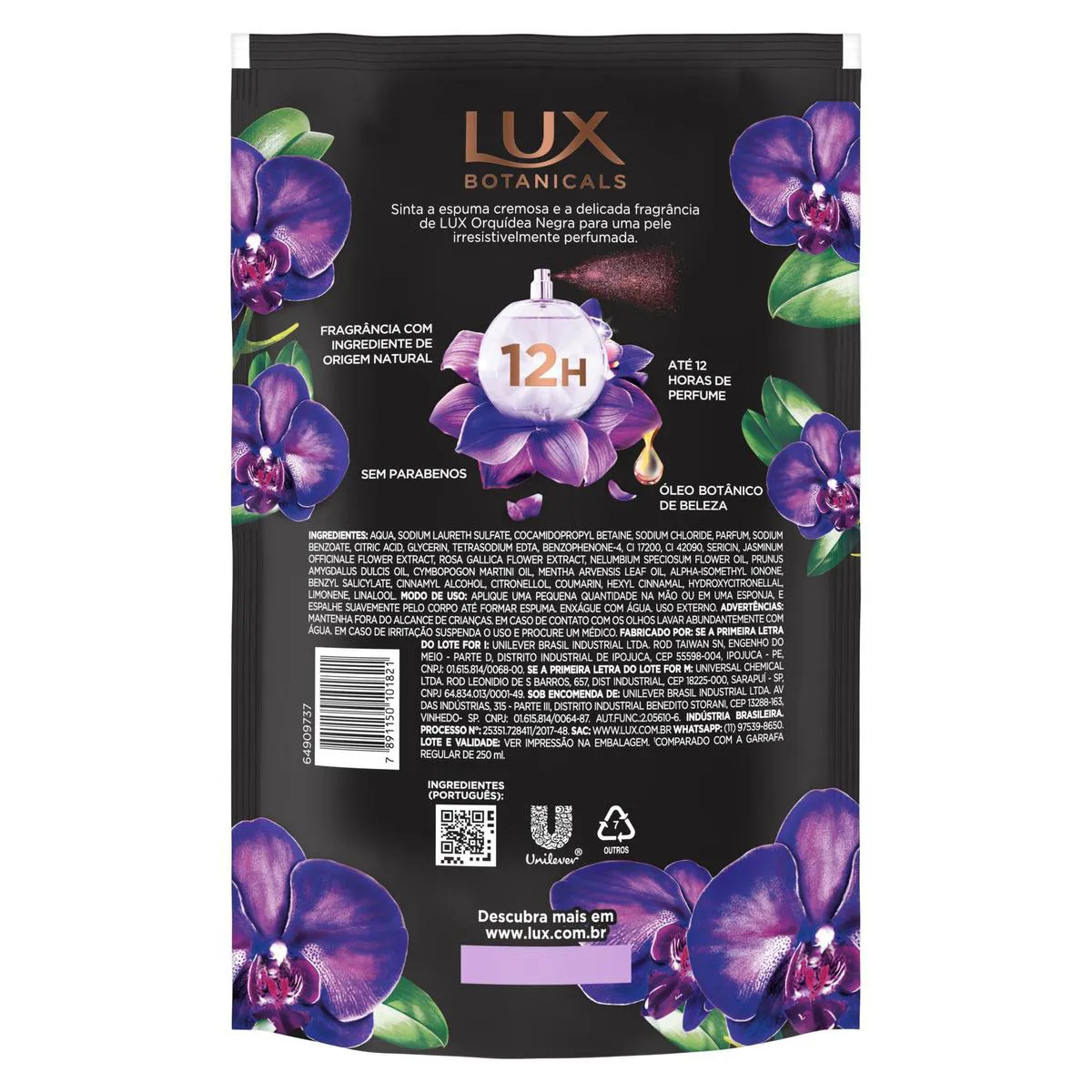 Refil Sabonete Líquido Lux Botanicals Orquídea Negra 900ml